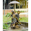 modern garden sculpture metal craft boy and girl water fountain statue